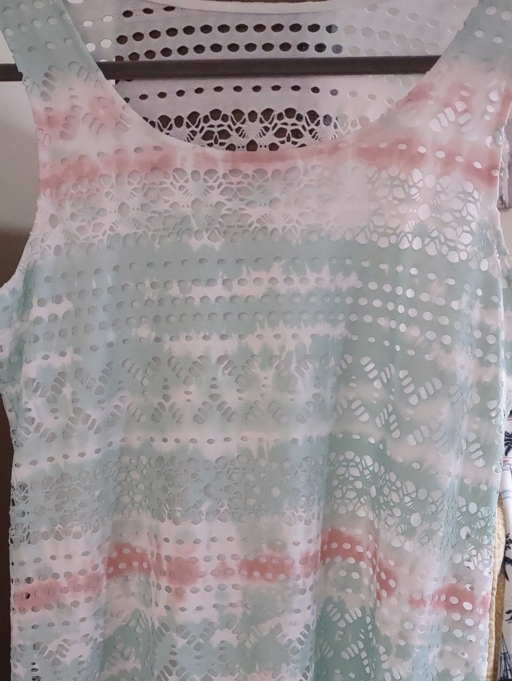 CLOTH And PORTRAIT.Pastel Lace Eyelet Shift Midi Dress. Pastel Colors. NWOTS. L